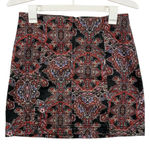 Free People Denim Mini Skirt Paisley Print Boho Bohemian Size 8 Photo 0
