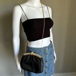 Black Leather Crossbody Purse With Pave Style Crystals And Gold Strap Photo 2