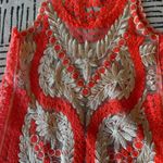 Embroidered Coral and Silver Women's Top Small Orange Photo 1
