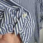 J.Jill Top Women L Blue White Button Down Roll Tab Sleeve Coastal Grandma Beach Photo 4