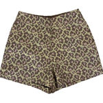J Crew Shorts 4 Leopard Print Brown Gold Side Zip Dressy Trendy Photo 0