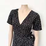 [Vetta] Capsule Black Ditsy Floral Print Convertible Wrap Mini Dress Sz Small S Photo 4