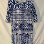 Vineyard Vines  Blue and White Patterned Dress crew neck 3/4 length sleeve  sz S Photo 0