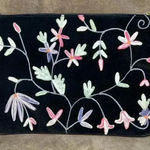 Americana by Sharif Velvet Floral Print Embroidered Large Clutch Black Photo 0