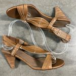 Donald J. Pliner (8) Y2K Tavish Tan Leather Strappy Stack Wood Heel Sandal Shoes Photo 1