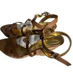 Marc Fisher Brown Leather Strappy Cork Wedge Sandals Summer Casual Comfort Shoes Photo 0