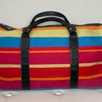 Pineda Covalin Mexico Aztec Multicolor Stripes Canvas Duffle Weekender Bag Photo 3