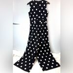Karl Lagerfeld  6 Classic Wide Leg Belted Polka Dot Jumpsuit Black n White Photo 2