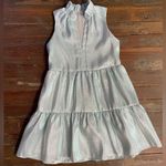 Amanda Uprichard  Connolly Ice Blue Shimmer Tiered Mini Dress - Sz S 🧡🎀 Photo 12