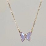 Purple Butterfly Pendant Necklace for Women Gold Photo 0