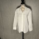 Design History  100% Cotton White Button-Up Blouse Knit Shoulder Size Large Photo 11