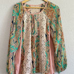 Anthropologie ‎ Meadow Rue Giada Peasant Blouse Size M/L Semi Sheer EUC Photo 0