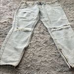 One Teaspoon One X  Light Blue Distressed Jeans with Floral Design Photo 2