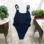 Aerie  NWT Crinkle Birthday Scoop Cheekiest One Piece in Black Size Small Photo 1