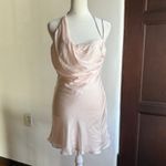 Bardot  Astrid Pink Satin Asymmetrical Fit & Flare Strappy Mini Slip Dress Small Photo 1