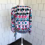 Inc international  Concepts Women's Pink Multi Geo Surplice Hexagon Blouse sz M Photo 3