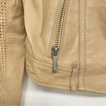 Michael Kors Tan Leather Laser Cut Bomber Moto Zip Jacket Womens S Classic Photo 7
