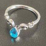 Teal crystal silver ring size 4.5 Photo 2