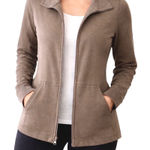 Eileen Fisher Womens Organic Cotton Zip Long Sleeve Active Cardigan Jacket PM Photo 0