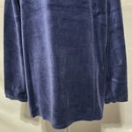 Denim & Co New Velour Notch Neck Long Sleeve Top Navy Blue Size Medium Photo 11