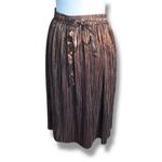 Modcloth Metallic Bronze Plissé Pleated Bow Tie Front Retro Glam Midi Skirt Photo 7