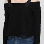 ZARA Off-The-Shoulder Top With Straps Black Long Sleeve Travel Crinkled Blouse M Photo 2