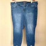 Torrid Premium Denim Cropped Skinny Jeans Blue Size 22 Plus Stretch Raw Hems Edgy Photo 0