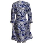 Oscar de la Renta Elegant Blue and White Patterned Dress Photo 11