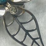 Silver Tone Flower Pin Brooch Pendant Filagree Rivet Construction Rhinestones Photo 6