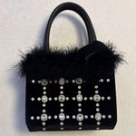 Swankiss Japanese Lolita Black Velvet Fur Gem Crystal Handbag Photo 3
