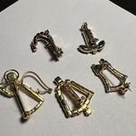 Lot Of 5 Rhinestone Christmas Holiday Brooch Pins Candy Cane Candle Bell & Angel Gold Photo 8