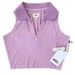Madewell Polo Crop Tank Top Vibrant Lilac Purple Ribbed Cropped Size Small NEW Photo 1