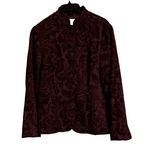 Coldwater Creek  Jacket Maroon Red Women Tapestry Button Up Long Sleeve SZ‎ M Photo 1