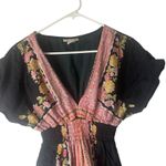 Blue‎ Plate Y2k Size Large Cotton Floral Boho Peasant Babydoll Black Tunic Top Photo 1