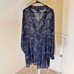 Modcloth  NWT Sheer Blue Constellation Print Babydoll Dress Size L Photo 7