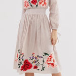 ASOS  Beige Long Sleeve Dress with Red and Pink Floral Embroidery Photo 0