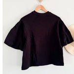 Madewell  | NWT | Puff-Sleeve Sweatshirt Tee in Jet Black | Sz XS Photo 7