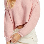 Billabong Shades Cotton Blend Crop Sweater in M (light pink, boxy/cropped fit) Photo 0