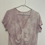 American Eagle  Soft & Sexy T Cinch Front Tee Lilac Lavender Purple Boho Cropped Photo 3