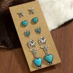 NEW 6 pair BOHO style earrings, western aesthetic jewelry, turquoise jewelry Photo 2
