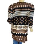 ROBERT TOO VINTAGE 1980'S BLACK & TAN PRINT LIGHTWEIGHT JACKET/BLOUSE (20P) Size 20W Photo 3