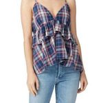 One Teaspoon Womens size Medium Vintage Check Romy Top Plaid Blue Photo 0