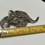 KJL (Kenneth Jay Lane) For Avon Faux Marcasite Faux Pearl Flower Brooch Pin Silver Photo 1