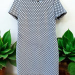 Calvin Klein  white and blue geometric pattern quilted dress size 10 Photo 0