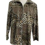Misook Exclusively  Size Medium  Top Blouse Zip Up Jacket Animal Print Photo 0