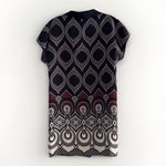 Tibi Silk Dress Geometric Pleated Short Sleeve Black Gary Red Dress 4 Photo 6