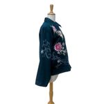 Alex Kim Shirt Jacket Sz PL Blue Floral Embroidered Artsy Boho Western Whimsy Size L Photo 7