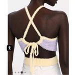 For Love & Lemons  Fuzzy Cozy Maureen Top Purple & Yellow Knit Open back NWT Photo 1