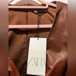 ZARA NWT faux leather dress. Mini size M. Gorgeous rich chocolate brown! Ptp 17” Photo 2