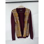 ASOS  Plaid Preppy Full Zip Sweater Women Small Burgundy Golf Club Photo 5